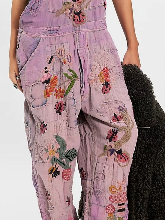 Magnolia Pearl Ladybug Embroidered Overalls - Picture 2 of 6